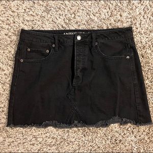 American Eagle Black Denim Skirt Distressed